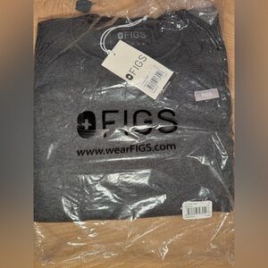 Figs Lounge Crew Heathered Charcoal Small NWT